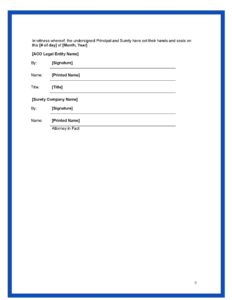 Accountable Care Organization Bond Form Page 3